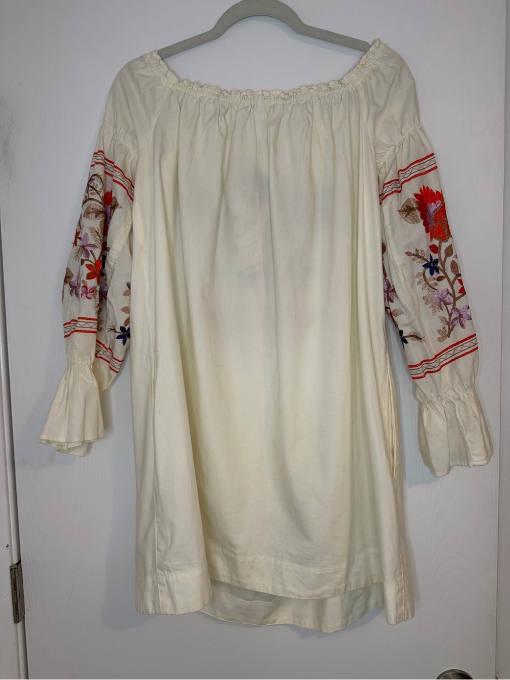 Free People Fleur Du Jour Off the Shoulder Embroidered Dress Boho Size Medium - Picture 10 of 13